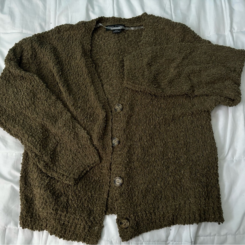 Green Mossy Button Up Cardigan